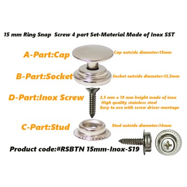 Ring Snap button screw-in studs