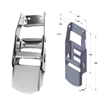 Over Center Buckle Big  58x182-Stainless Steel 430 Quality & 304 Inox Quality